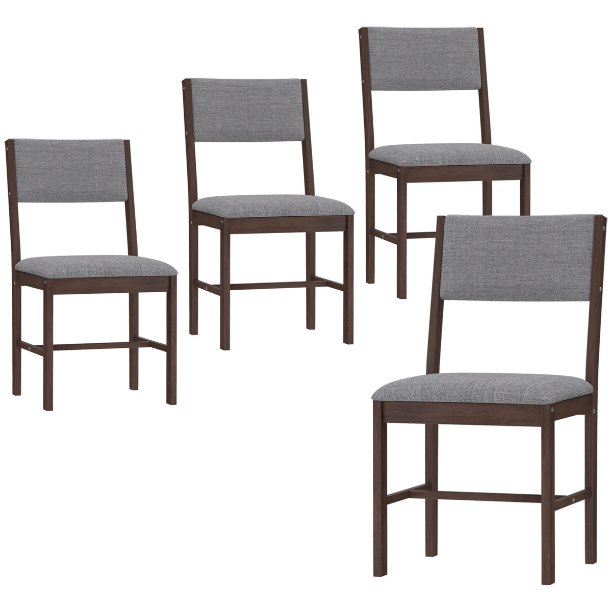 HOMCOM Rubberwood Linen Upholstered Dining Chair Set