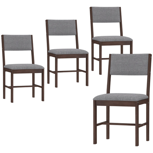 HOMCOM Rubberwood Linen Upholstered Dining Chair Set