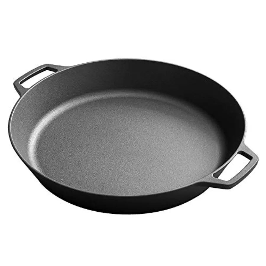 Preseasoned Cast Iron Skillet With Dual Handles For Outdoor Cooking