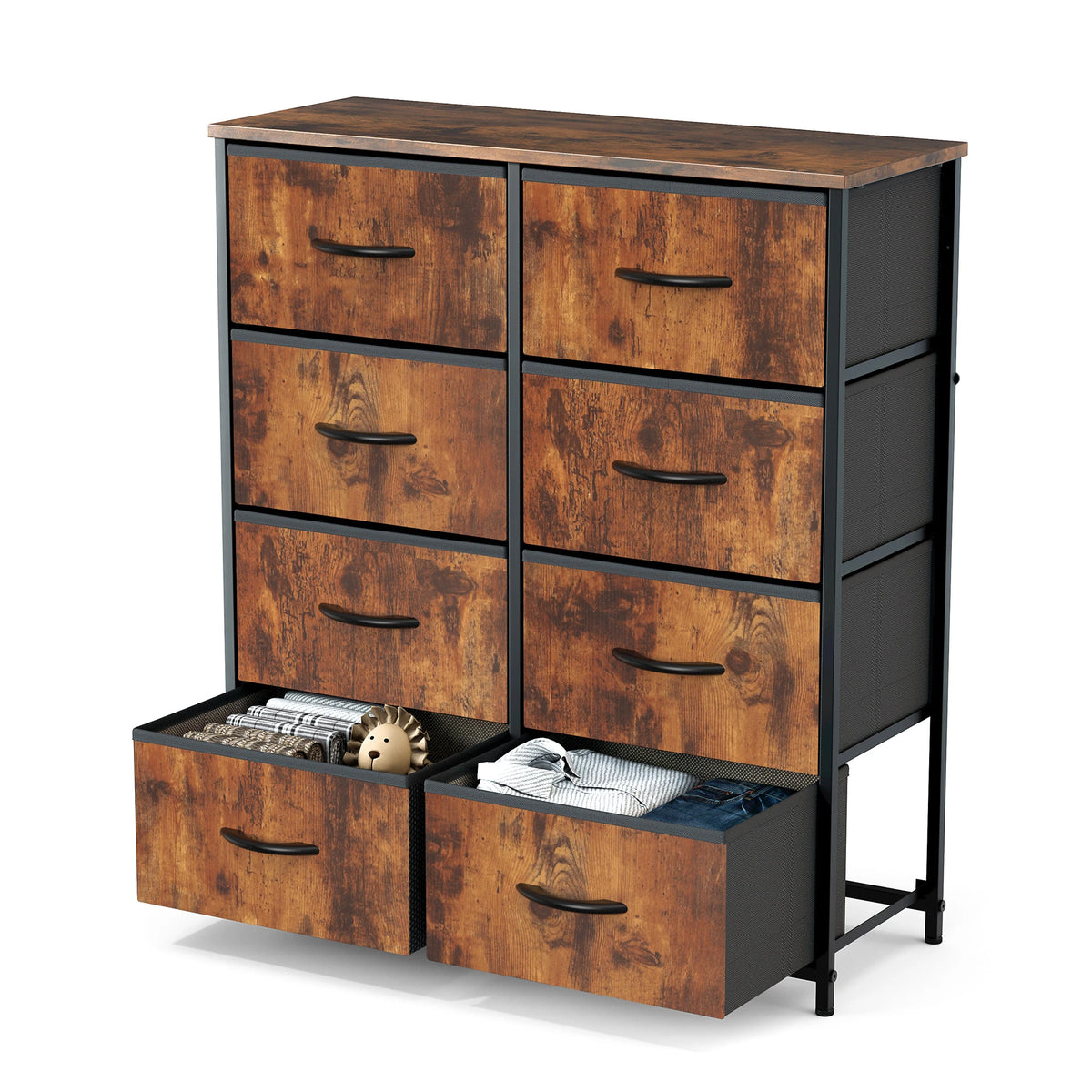 JHK Eight Drawer Fabric Storage Wardrobe With Steel Frame