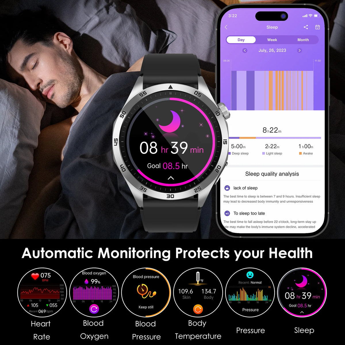 ECG PPG Health Smart Watch Blood Pressure Oxygen Monitor