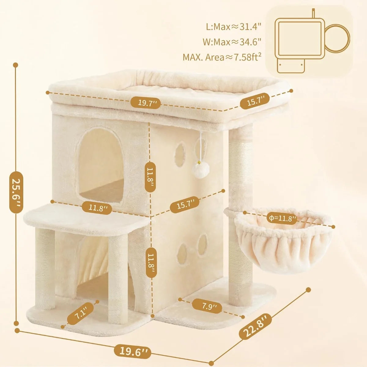 NBVCX Dual Condo Cat Tower With Sisal Posts And Basket