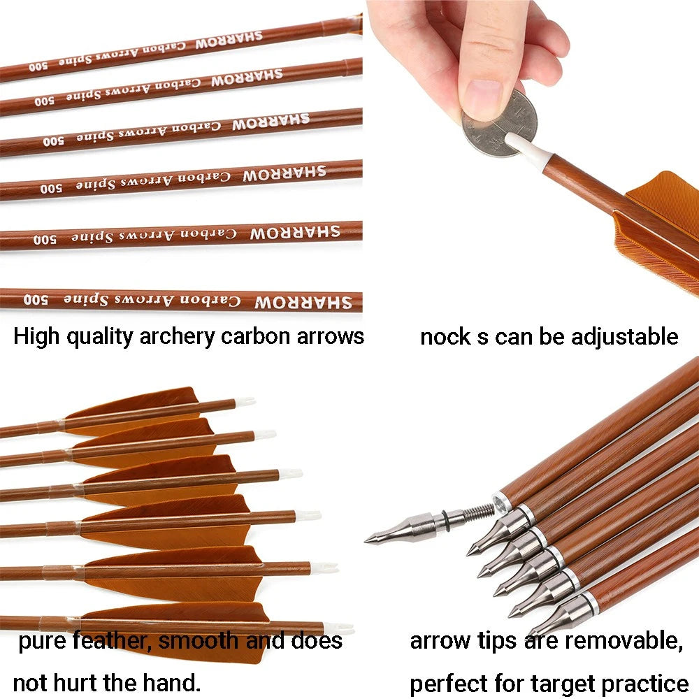 Ameyxgs Mixed Carbon Archery Arrows With Shield Turkey Feathers