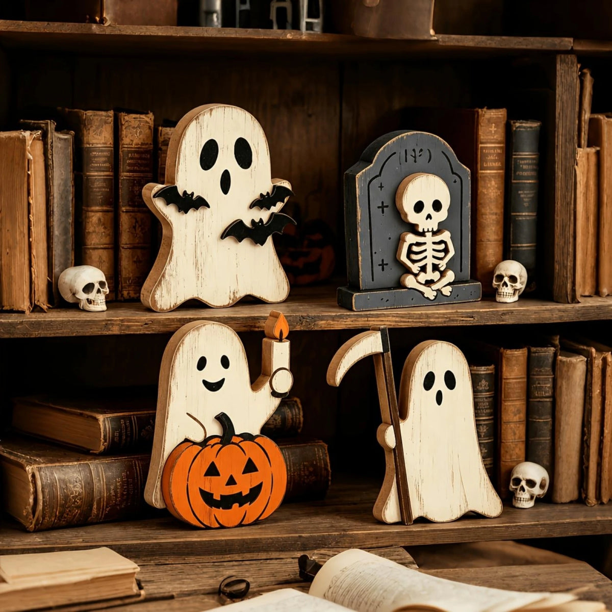 Halloween Ghost Tiered Tray Spooky Home Decor Accessories