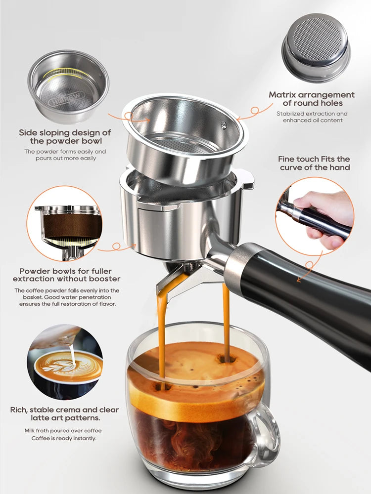 HiBREW Semi Automatic Espresso Coffee Machine With Adjustable Temperature