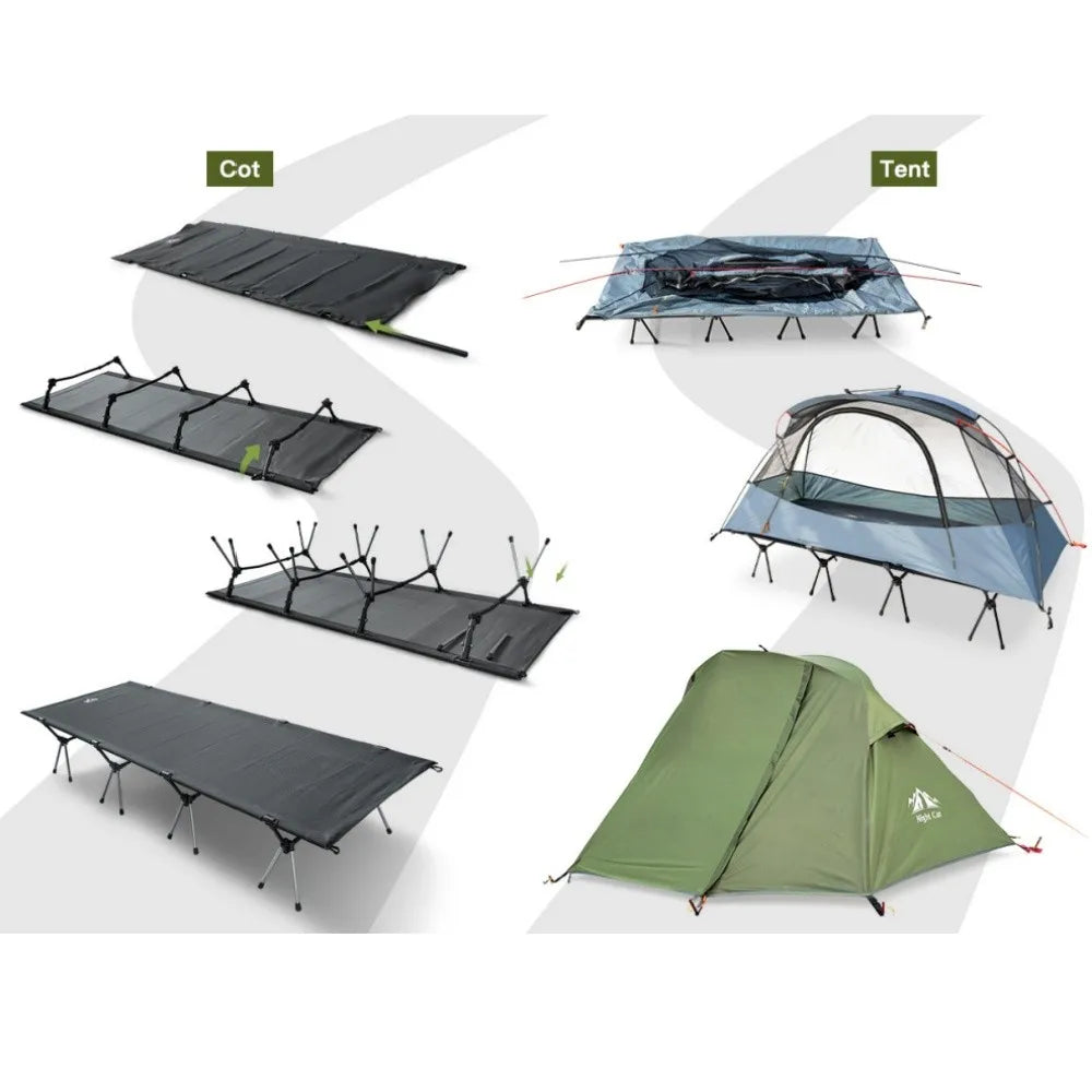 Night Cat Waterproof Portable Elevated Camping Cot Tent Kit