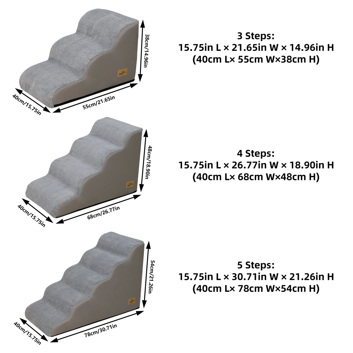 Curved Dog Stairs With Removable Cover And High Density Foam