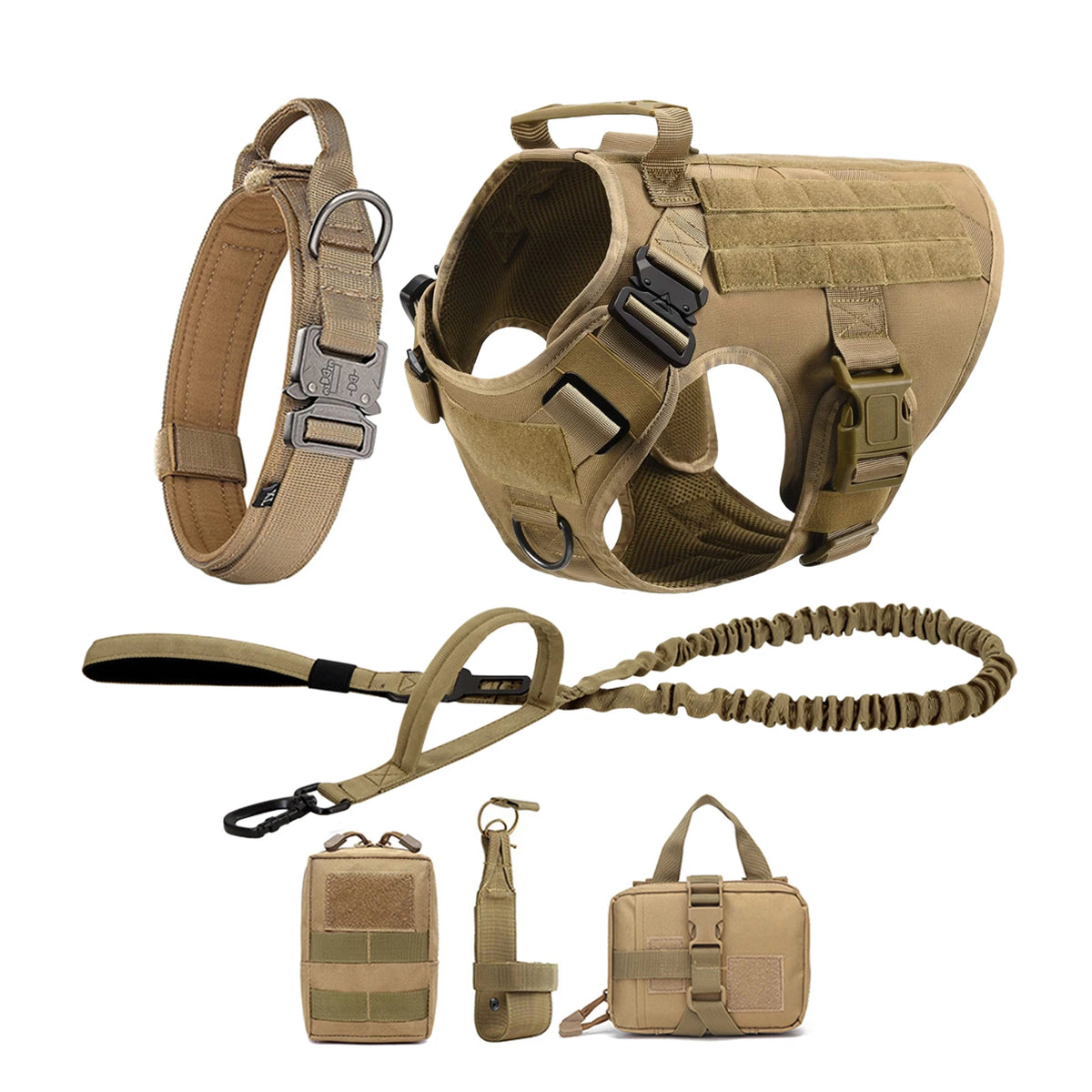 Nylon Tactical Dog Harness With Molle Pouches And Quick Release