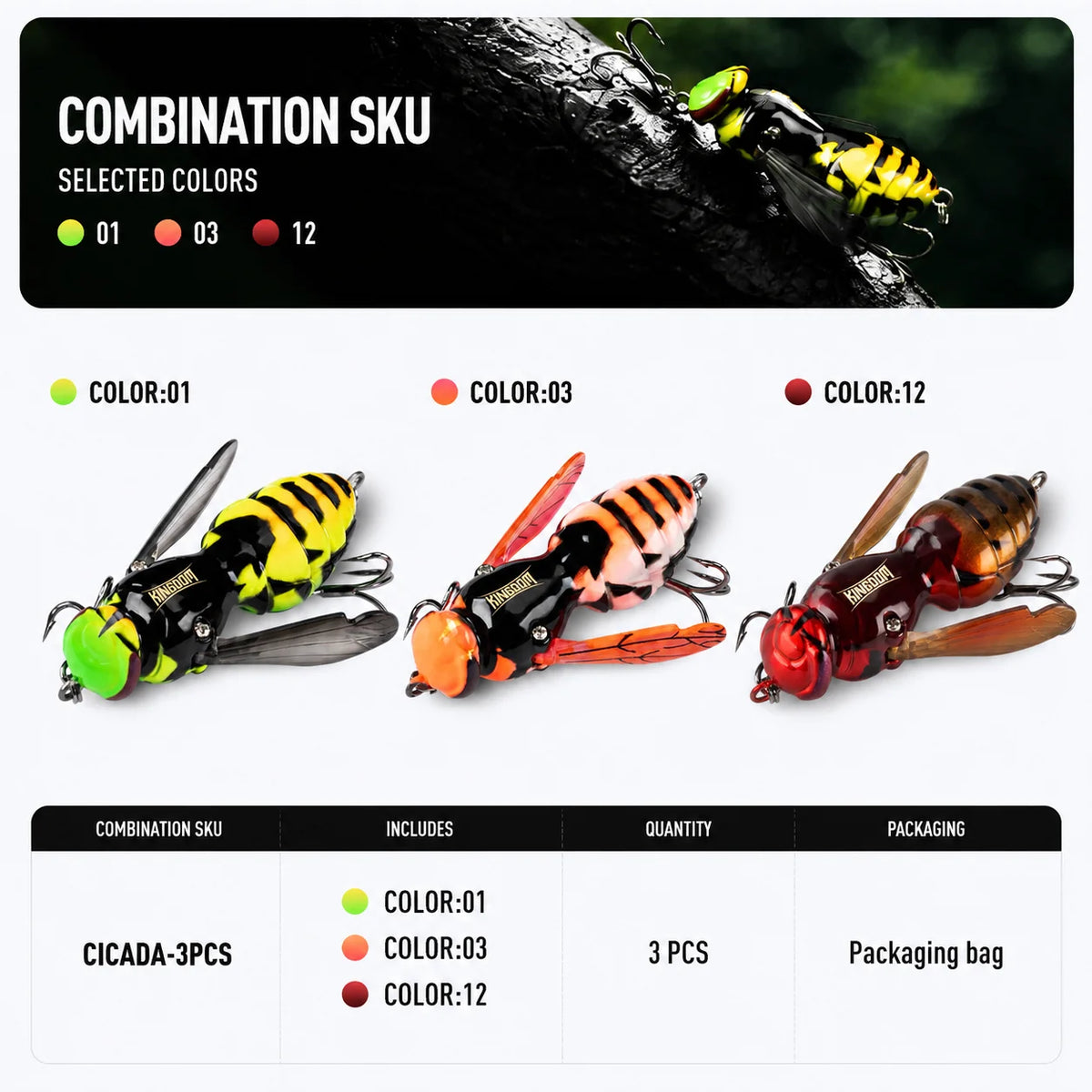 Kingdom Floating Wasp Bait Topwater Fishing Lure For Bass Pike