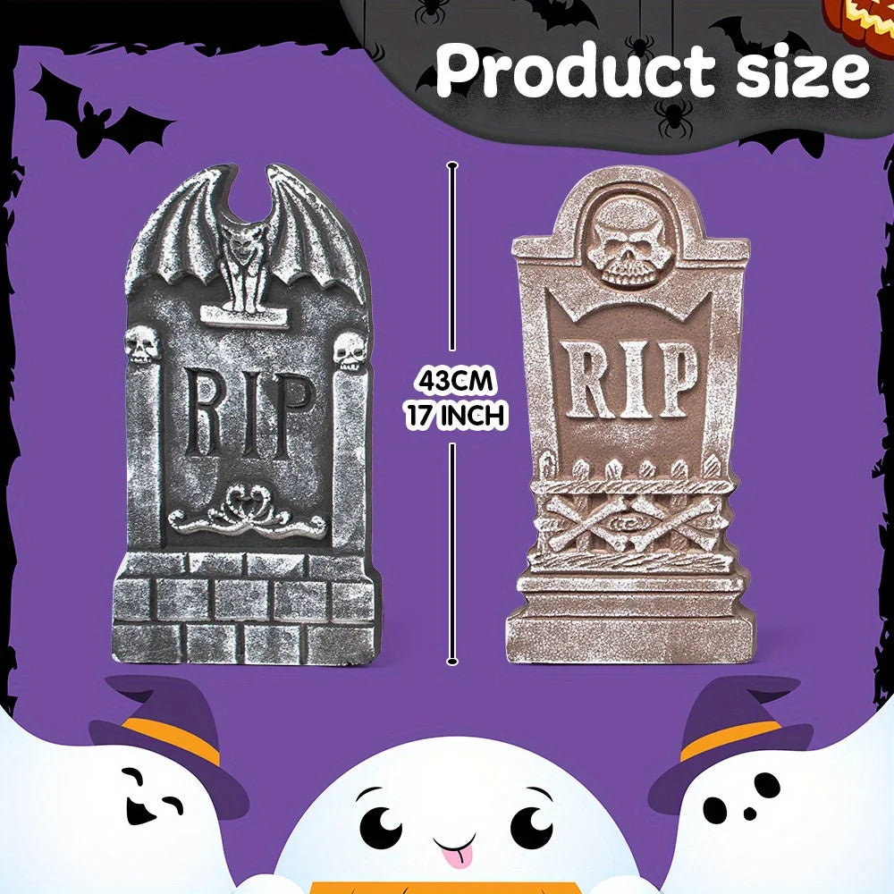 Halloween Foam Tombstones Outdoor Graveyard Decorations With Stakes