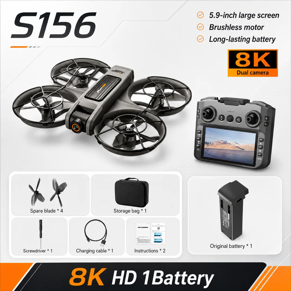 Znlyrion 8K Dual Camera Brushless RC Drone Quadcopter Kit