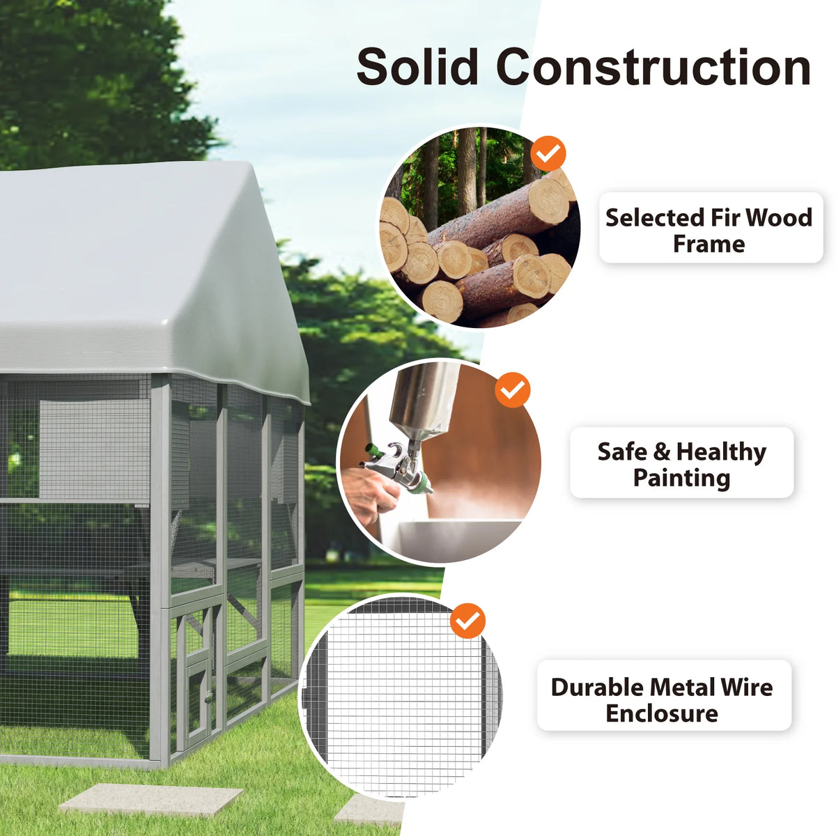 Outdoor Walk In Cat Catio Featuring Waterproof Cover And Platforms