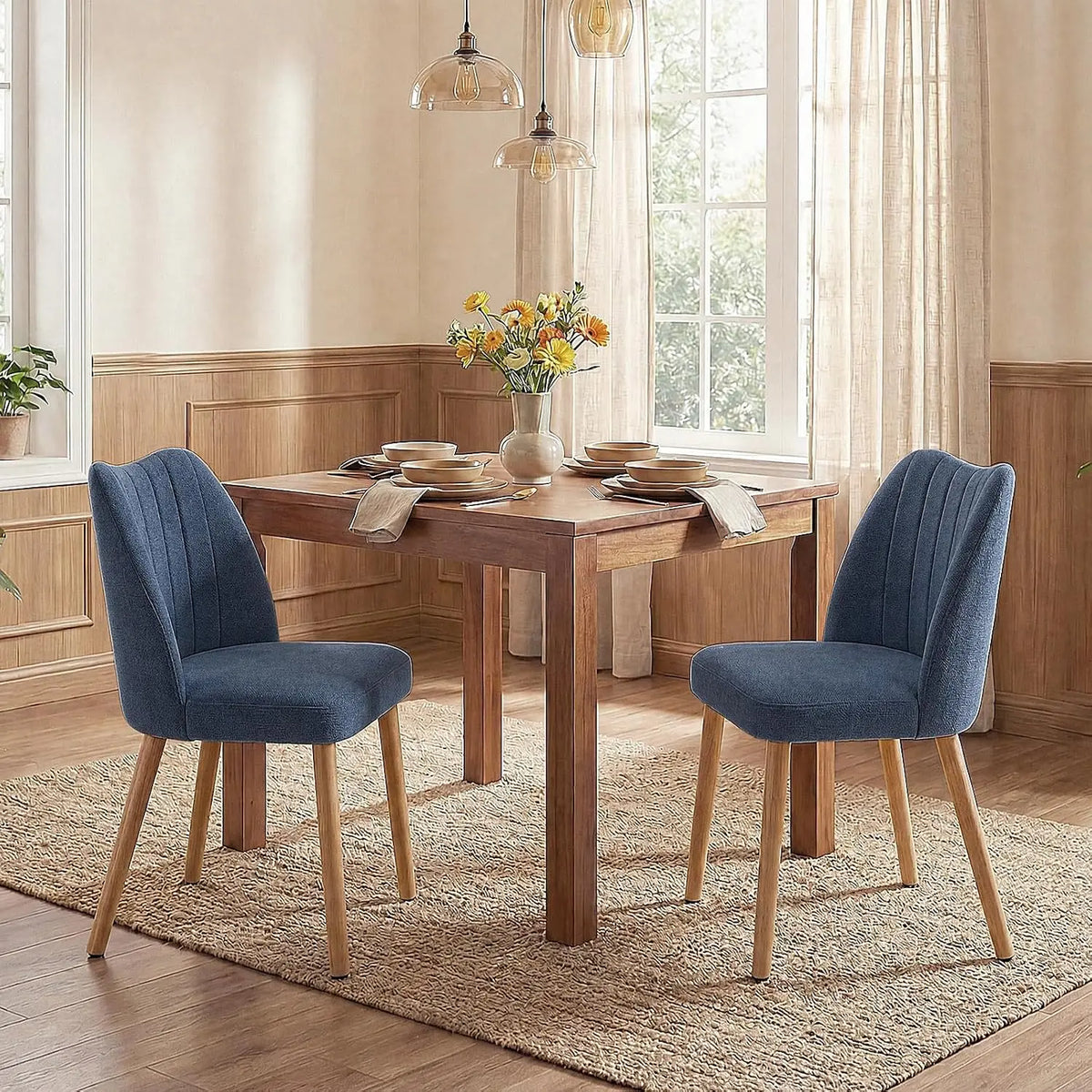 HiMISS Mid Century Modern Upholstered Dining Chairs Set Of 2