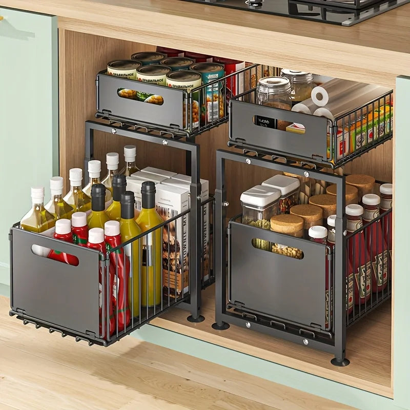 Aehome Stainless Steel Under Sink Cabinet Organizer Shelf