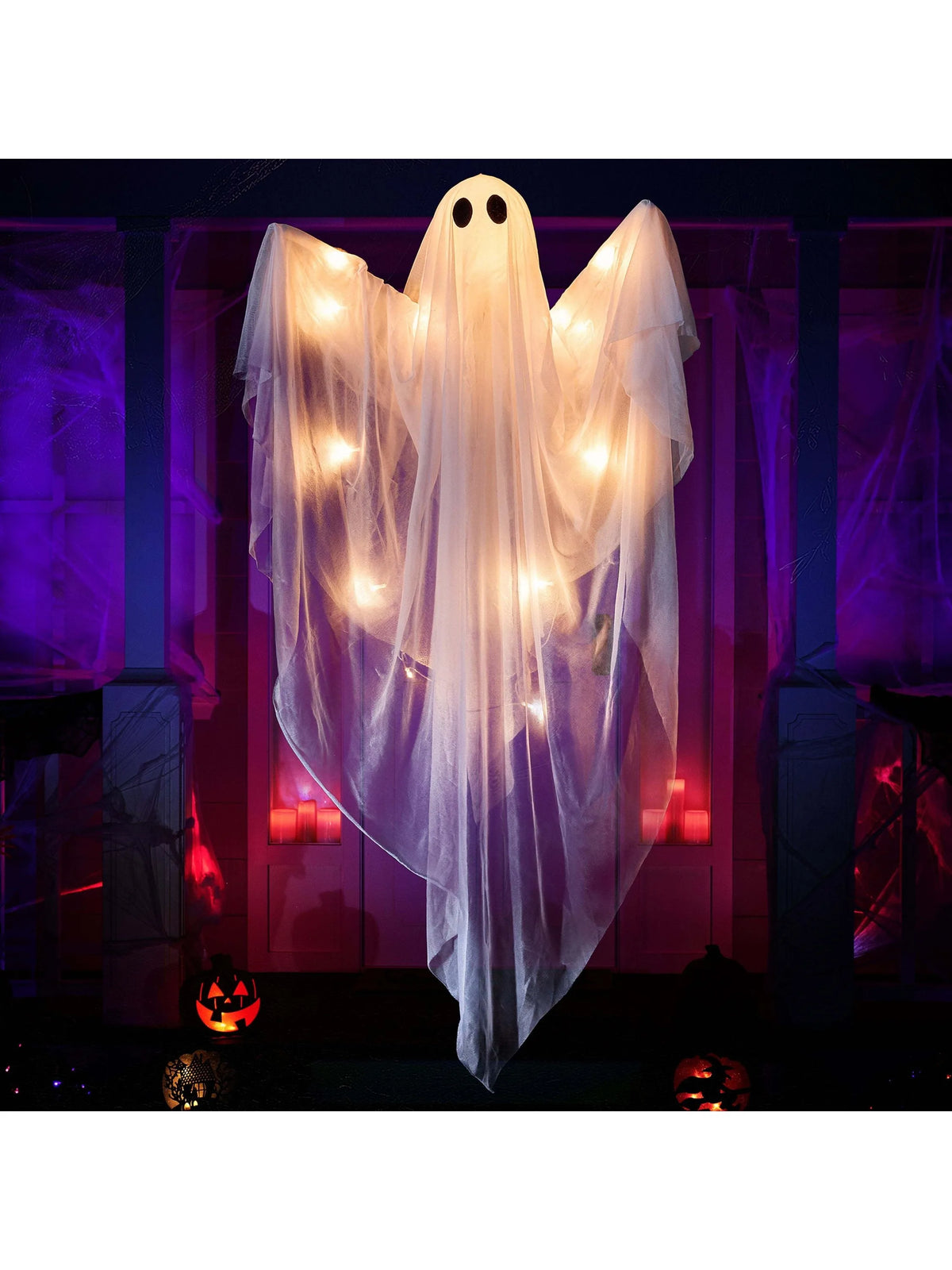Halloween Outdoor Hanging Ghost Decoration With Spooky LED Lights
