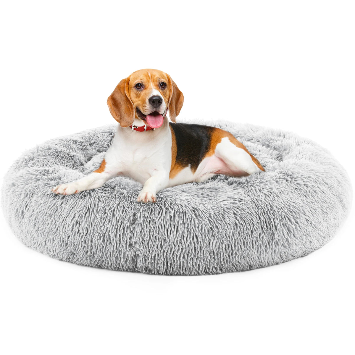 JHK Round Calming Dog Bed Washable Coral Fleece Pet Bed