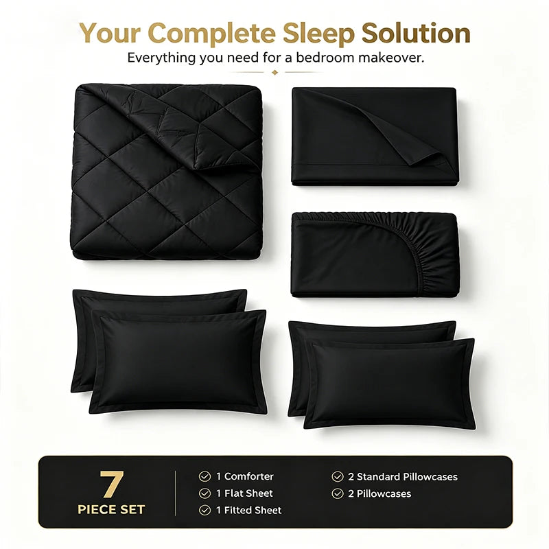 Easyyum Quilted Polyester Bedding Set With Comforter Sheet And Pillowcases
