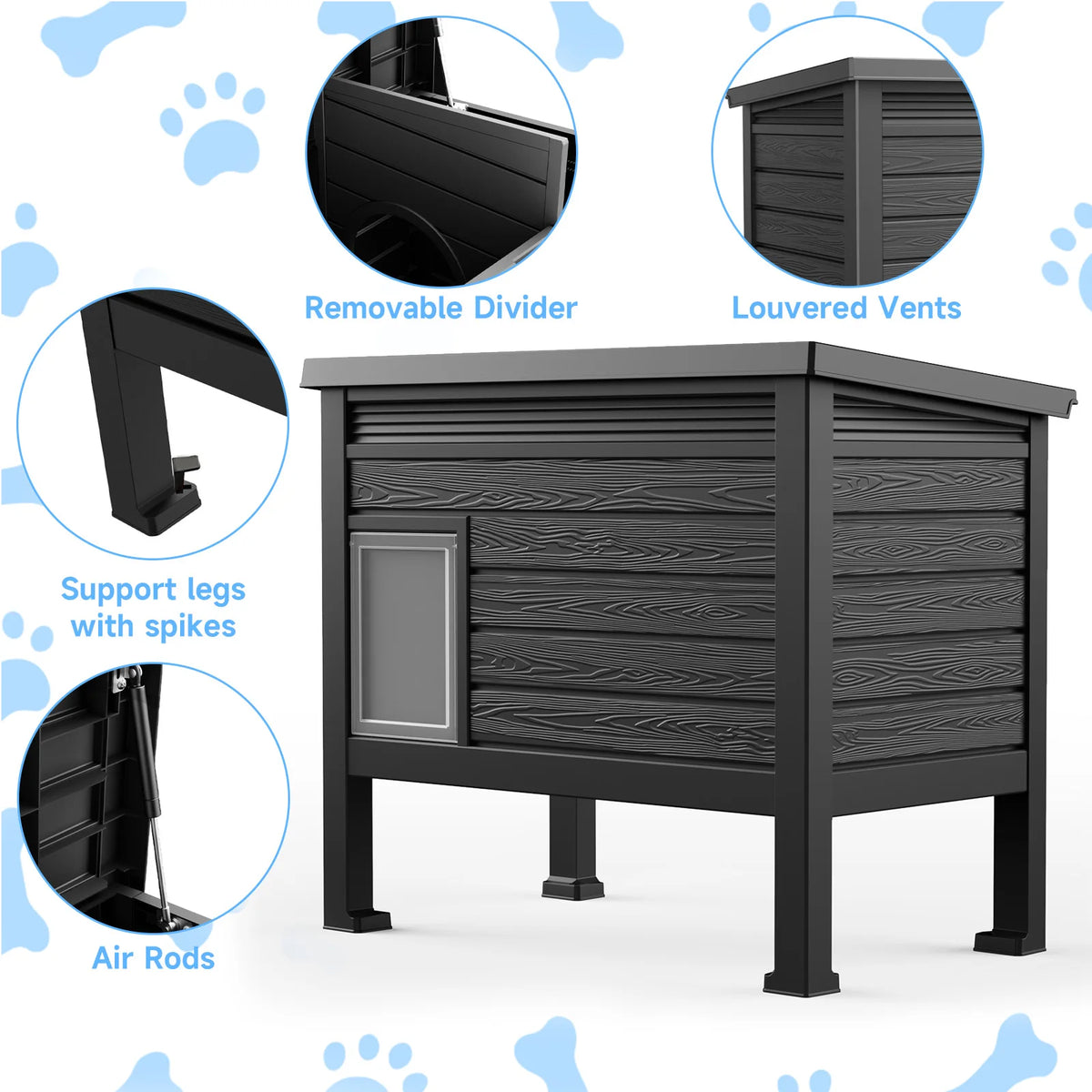 Weatherproof Plastic Cat House With Heating Pad Indoor Outdoor