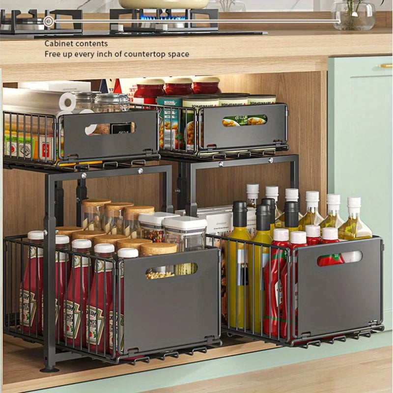 Aehome Stainless Steel Under Sink Cabinet Organizer Shelf