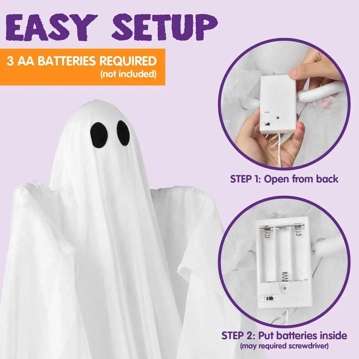 Halloween Outdoor Hanging Ghost Decoration With Spooky LED Lights