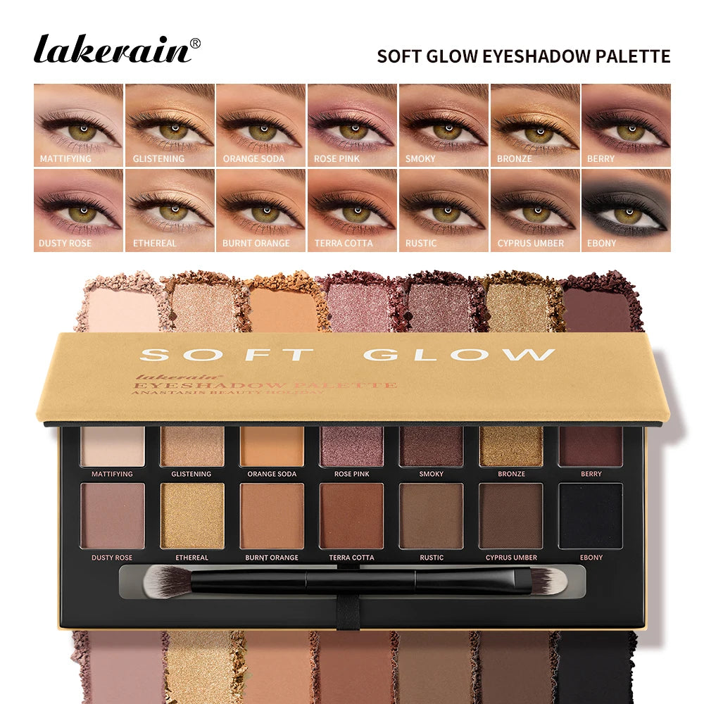 Lakerain Soft Glow Eyeshadow Palette Matte Shimmer Long Lasting