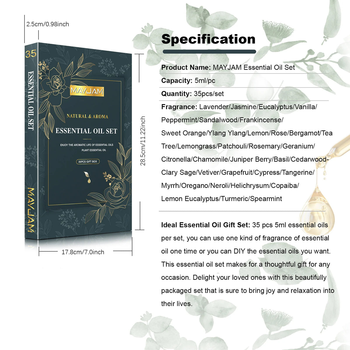 MAYJAM 35 Essential Oils Aromatherapy Collection Gift Set