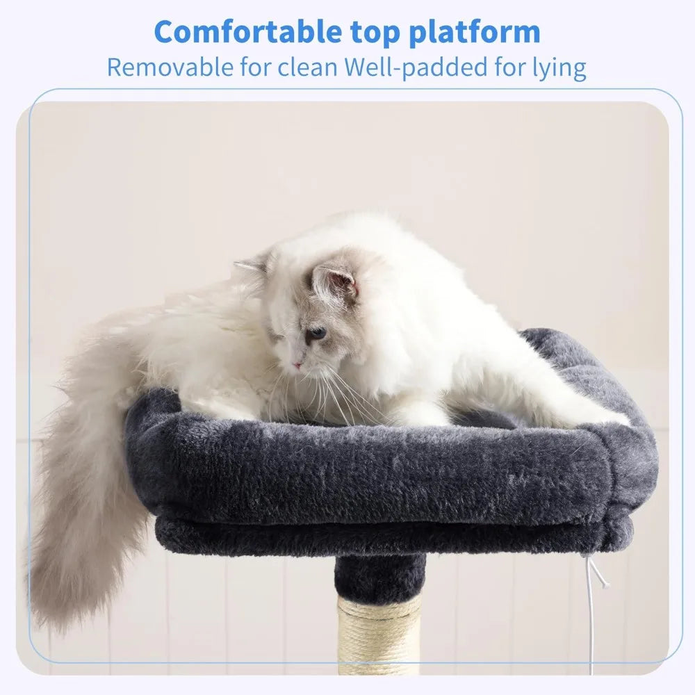 Nbvcx Indoor Cat Tree With Hammock And Sisal Scratching Posts