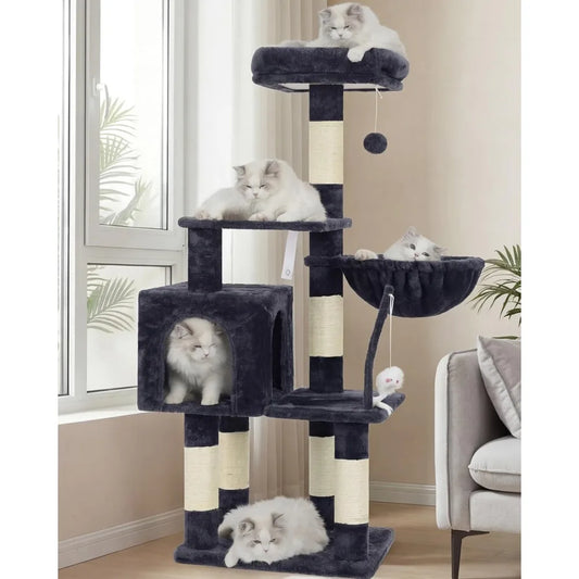 Nbvcx Indoor Cat Tree With Hammock And Sisal Scratching Posts
