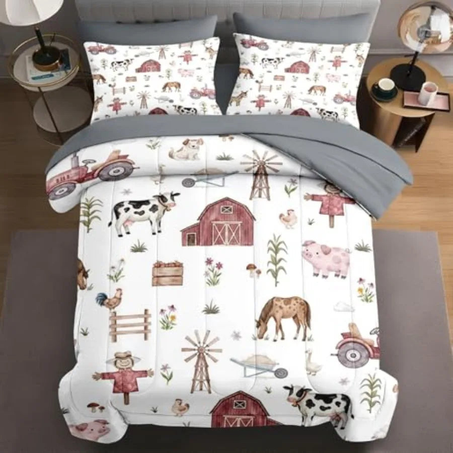 Mid Century Modern Comforter Set With Sun Leaf Pattern