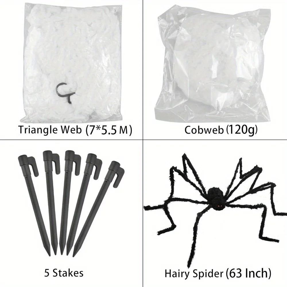 Halloween Giant Spider With Spider Web Outdoor Yard Decor