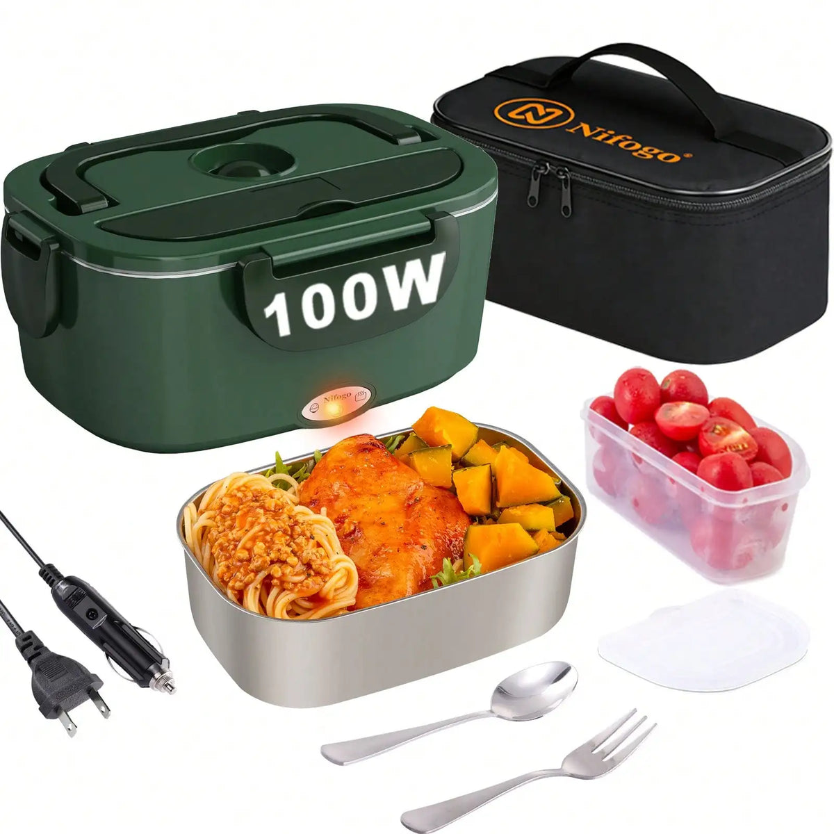 Portable Electric Heating Lunch Box With Stainless Steel Food Warmer