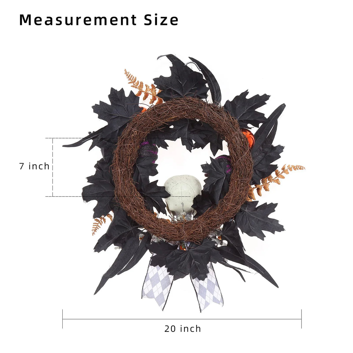 HiMISS Gothic Skeleton Halloween Wreath With Skull Hands And Pumpkins