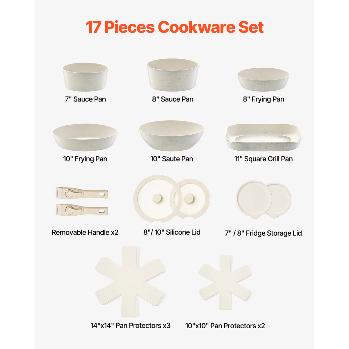 SucceBuy Nonstick Detachable Handle Cookware Set for Kitchen Cooking