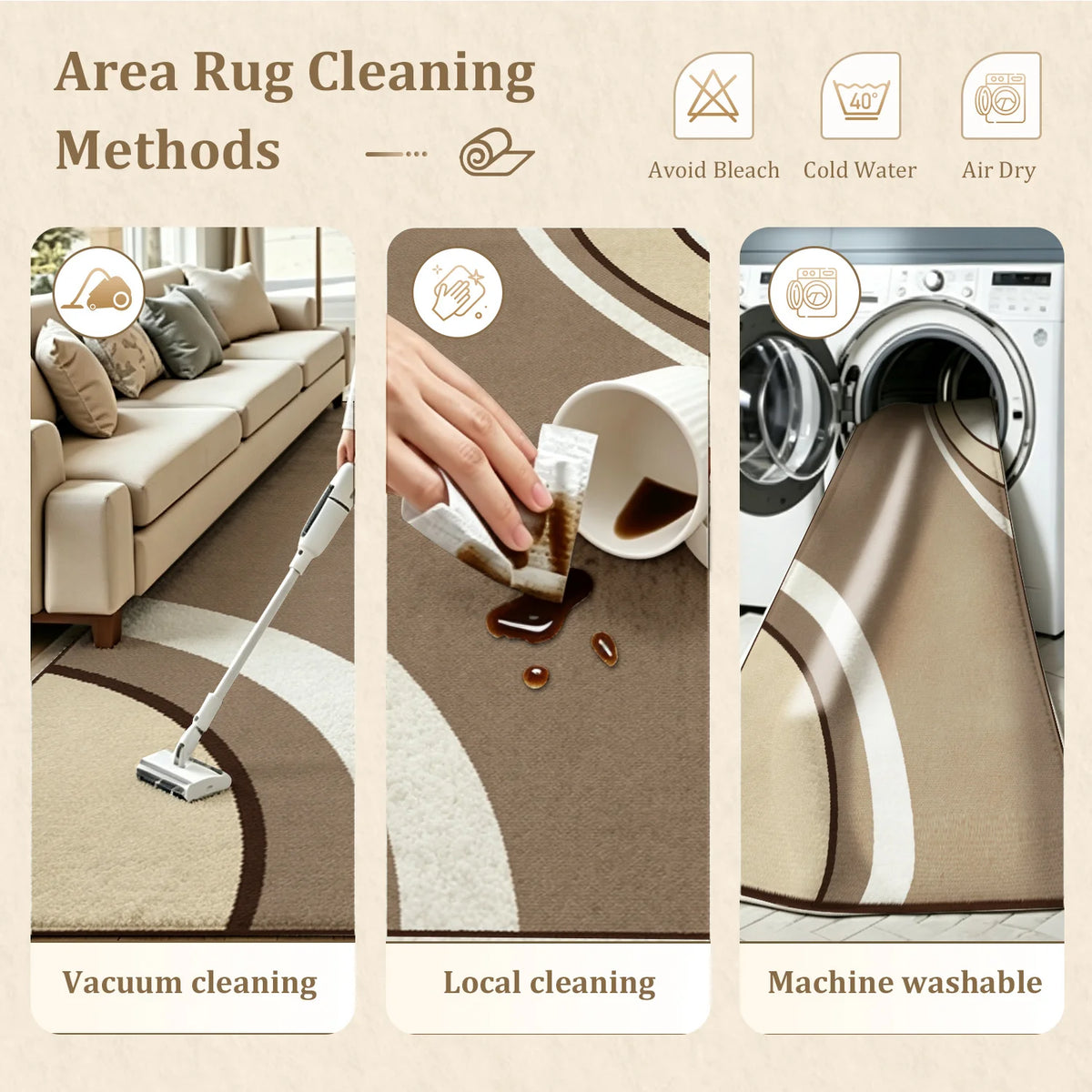Abstract Curved Arc Velvet Area Rug Machine Washable Soft Mat
