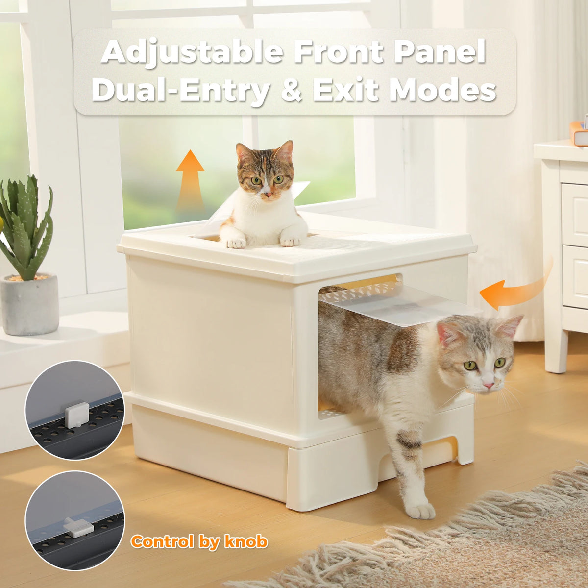 Premium Enclosed Cat Litter Box With Scoop And Removable Tray
