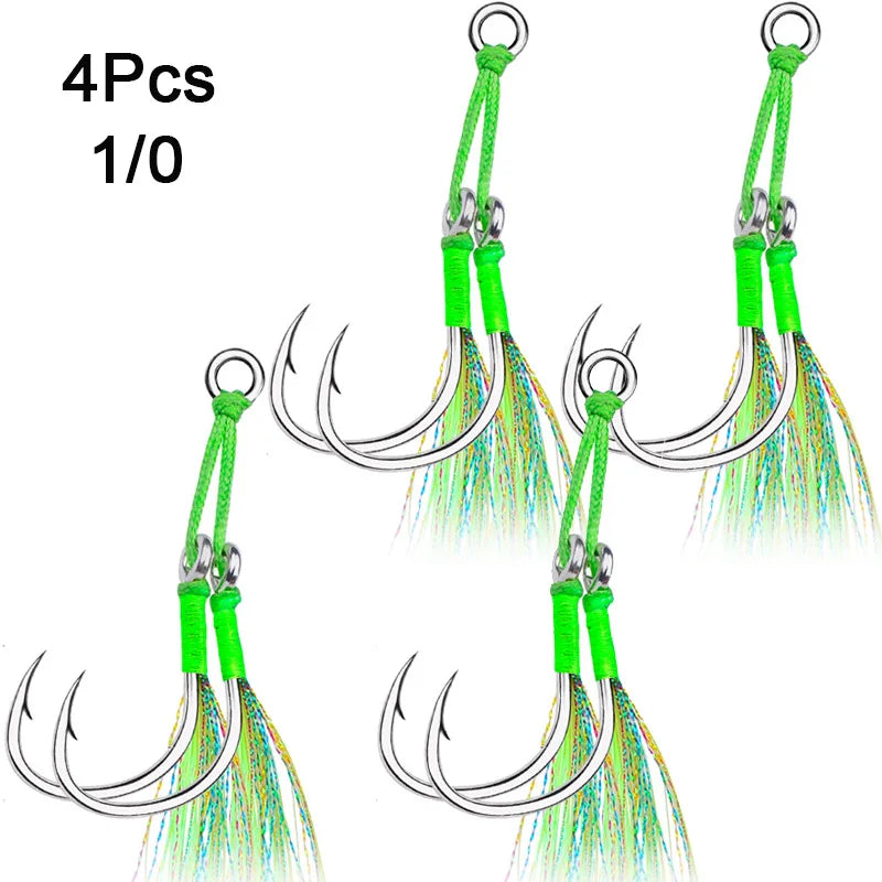 Heavy Duty Double Jig Assist Hooks For Saltwater Jigging