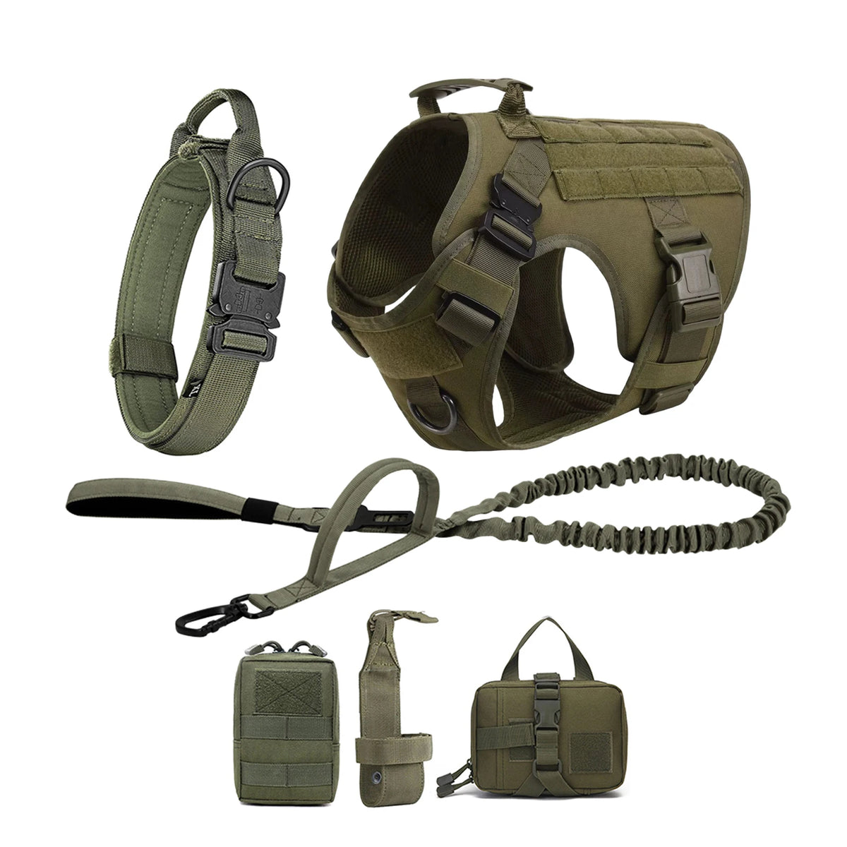Nylon Tactical Dog Harness With Molle Pouches And Quick Release