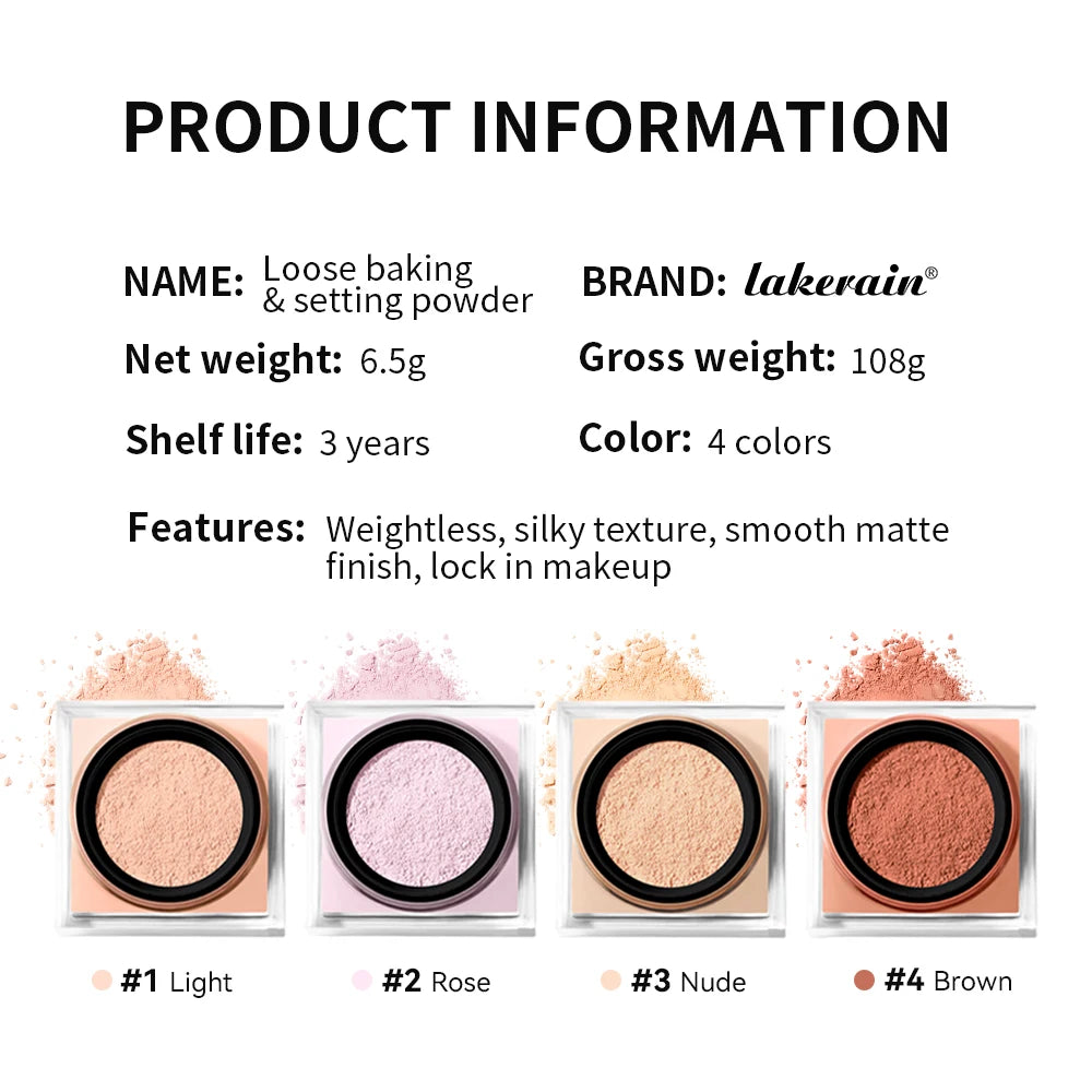 Lakerain Loose Baking Setting Powder Mattifying Waterproof Face Makeup