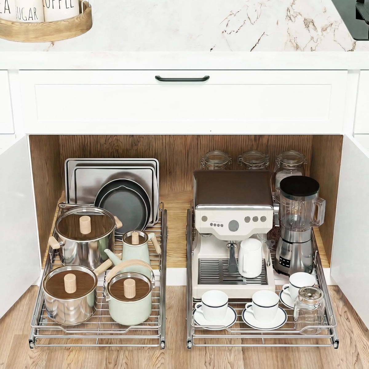 HiMISS Heavy Duty Stainless Steel Pull Out Cabinet Organizer