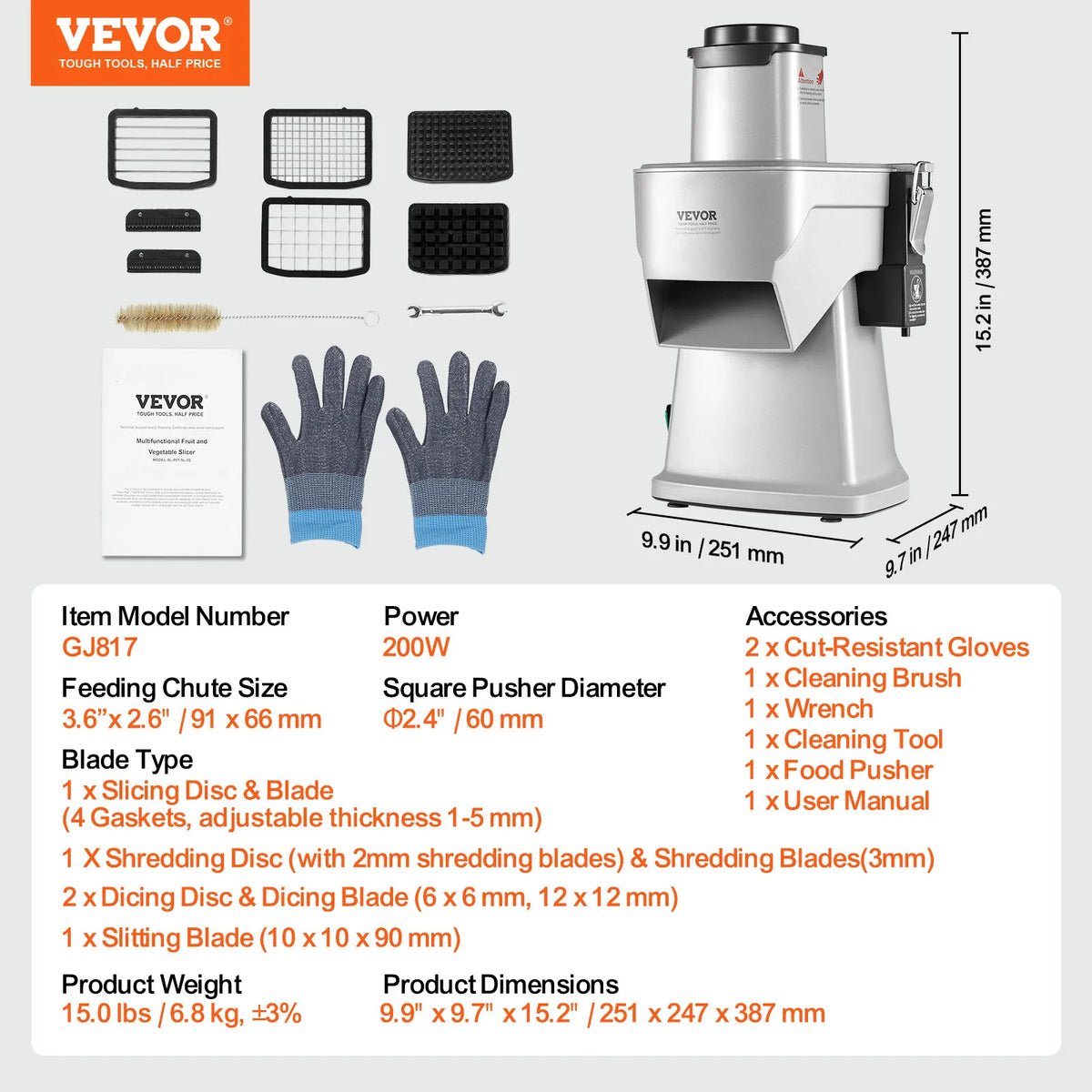 Succebuy Electric Vegetable Slicer 4 In 1 Food Chopper
