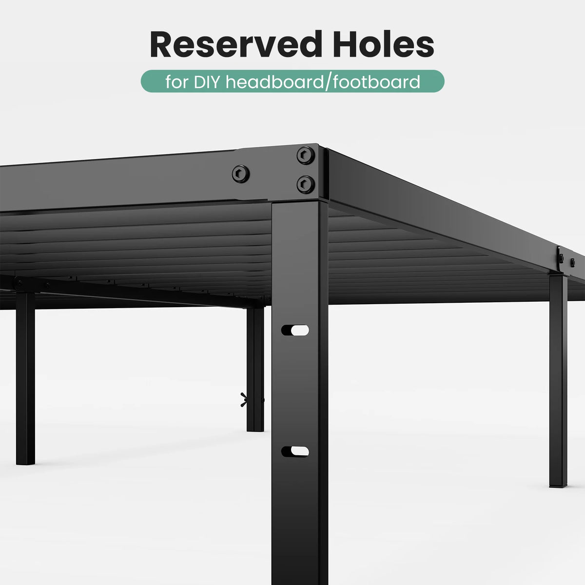 JHK Sturdy Metal Platform Bed Frame With Steel Slat Support