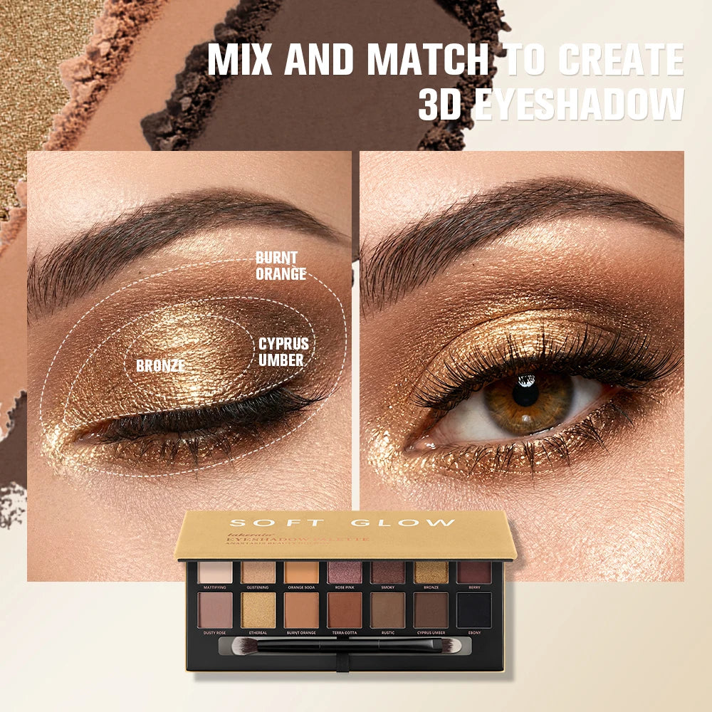 Lakerain Soft Glow Eyeshadow Palette Matte Shimmer Long Lasting