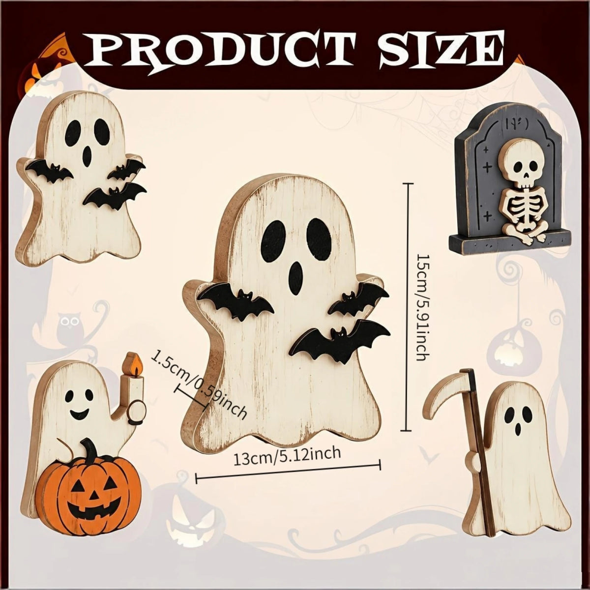 Halloween Ghost Tiered Tray Spooky Home Decor Accessories