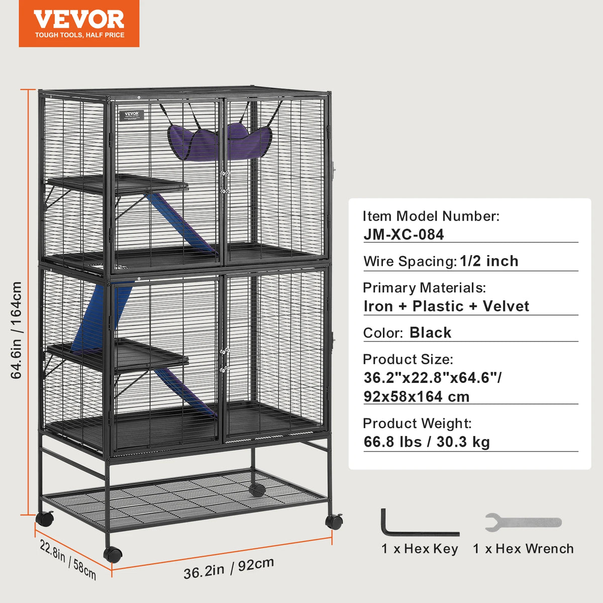 SucceBuy Rolling Metal 4 Tier Ferret Hamster Chinchilla Cage
