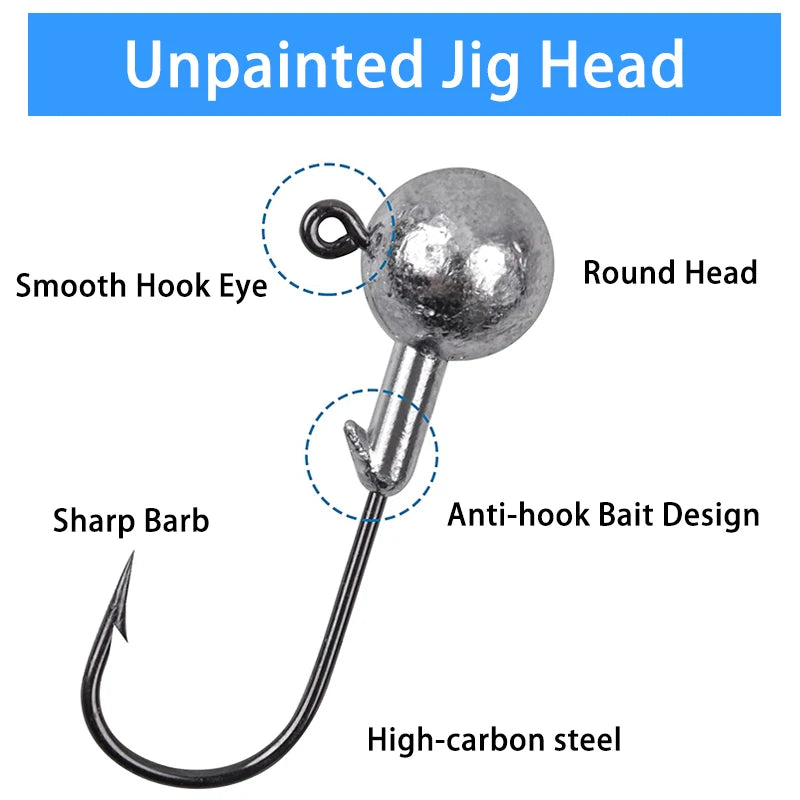 Round Ball Jig Head Fishing Hooks For Freshwater And Saltwater