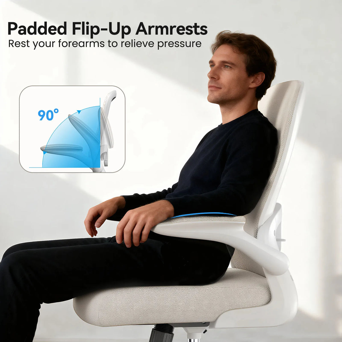 Kyspho Ergonomic Drafting Chair With Flip Armrests And Footrest