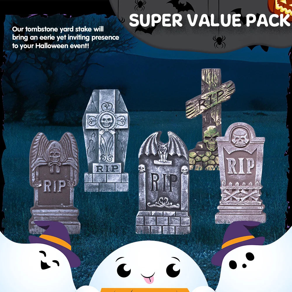 Halloween Foam Tombstones Outdoor Graveyard Decorations With Stakes