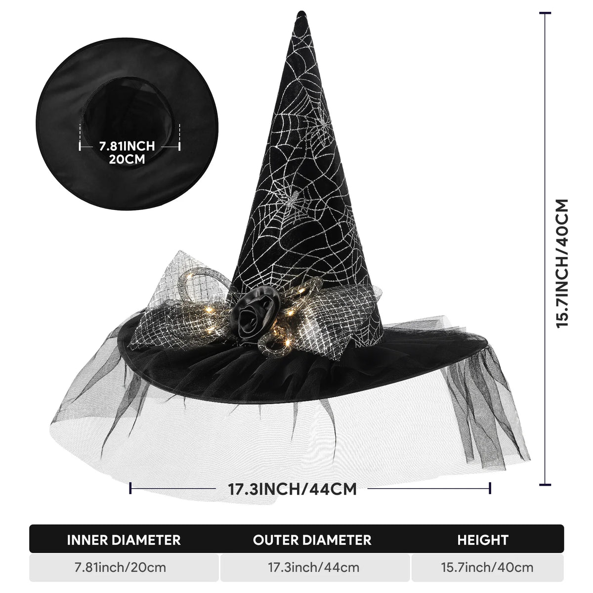 Womens Halloween Witch Hat With Lace And Decorative Accents Outfit Accessory