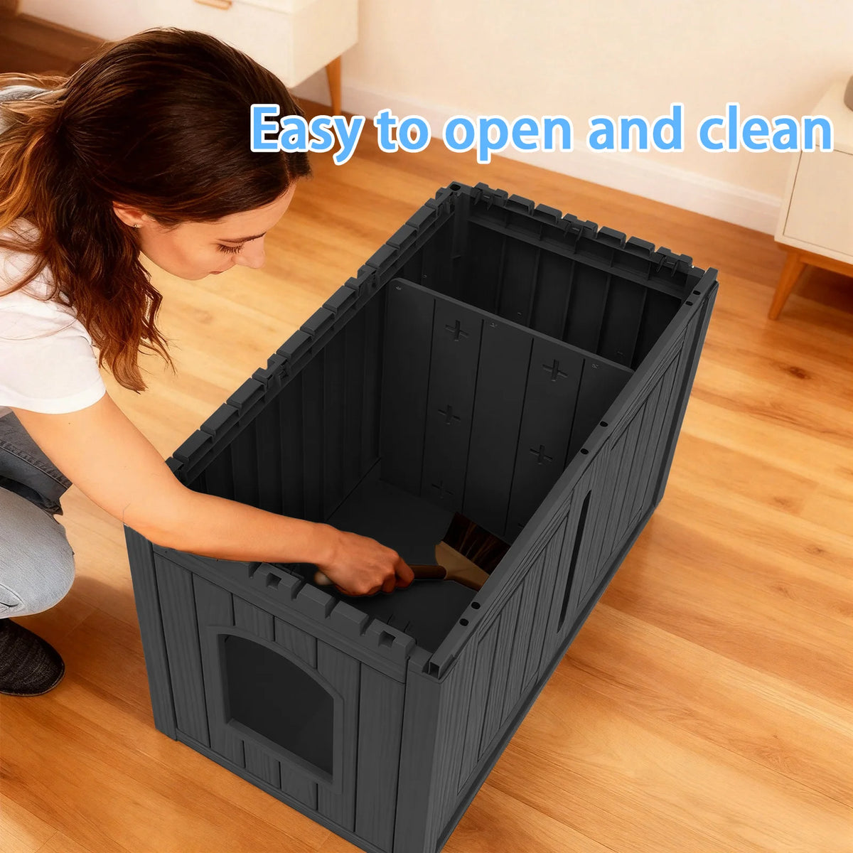 Outdoor Weatherproof Resin Cat House With Double Doors Lounger