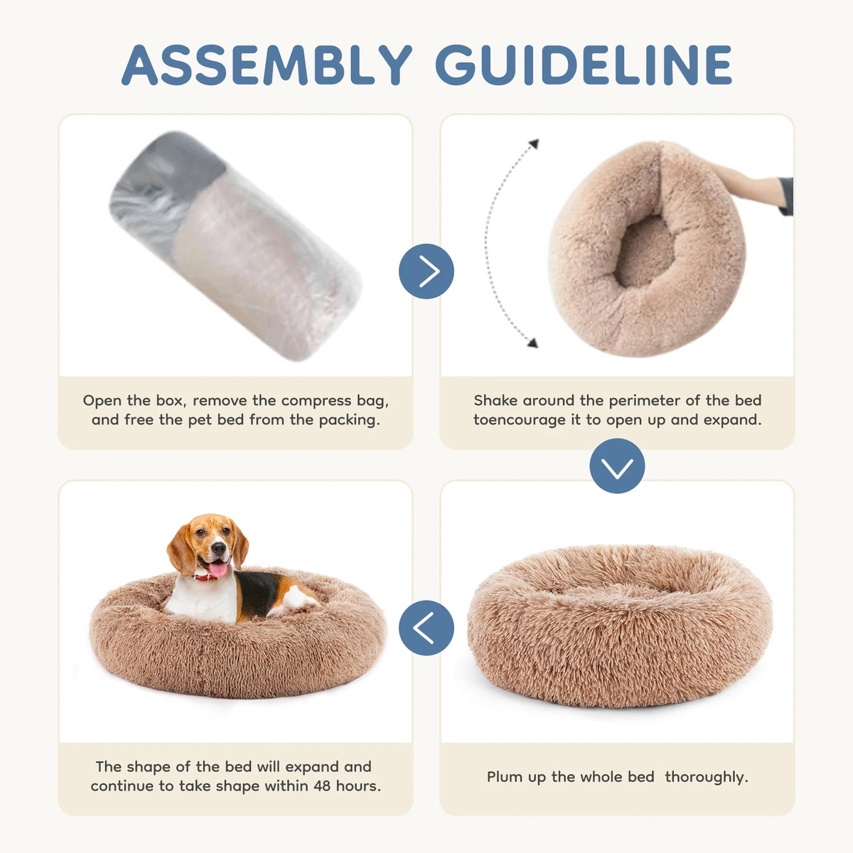 MCQ Premium Round Faux Fur Dog Bed With Cozy Interior